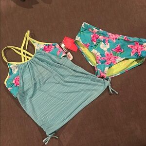 Zeroxposur Girls 2piece Floral Tankini Set size 12 NWT